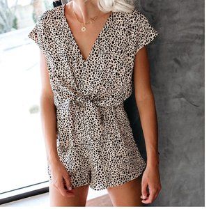 NEW  ANIMAL PRINT,  TIE FRONT ROMPER